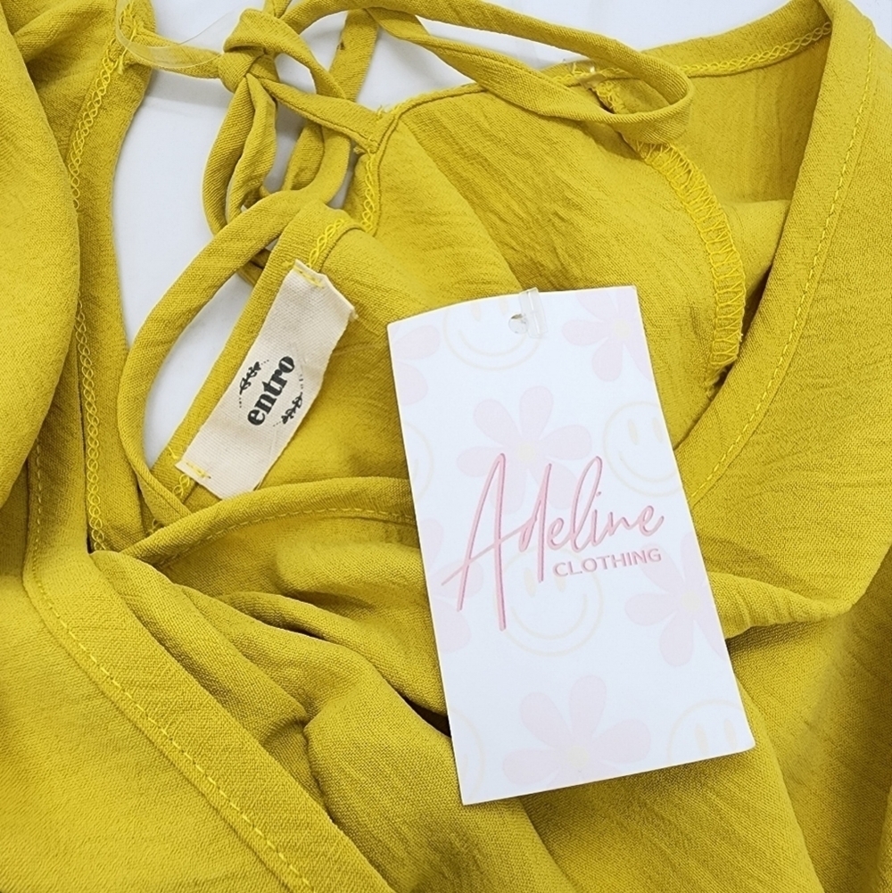Entro V-Neck Smocked Peplum Half Sleeve Blouse - Picture 4 of 5